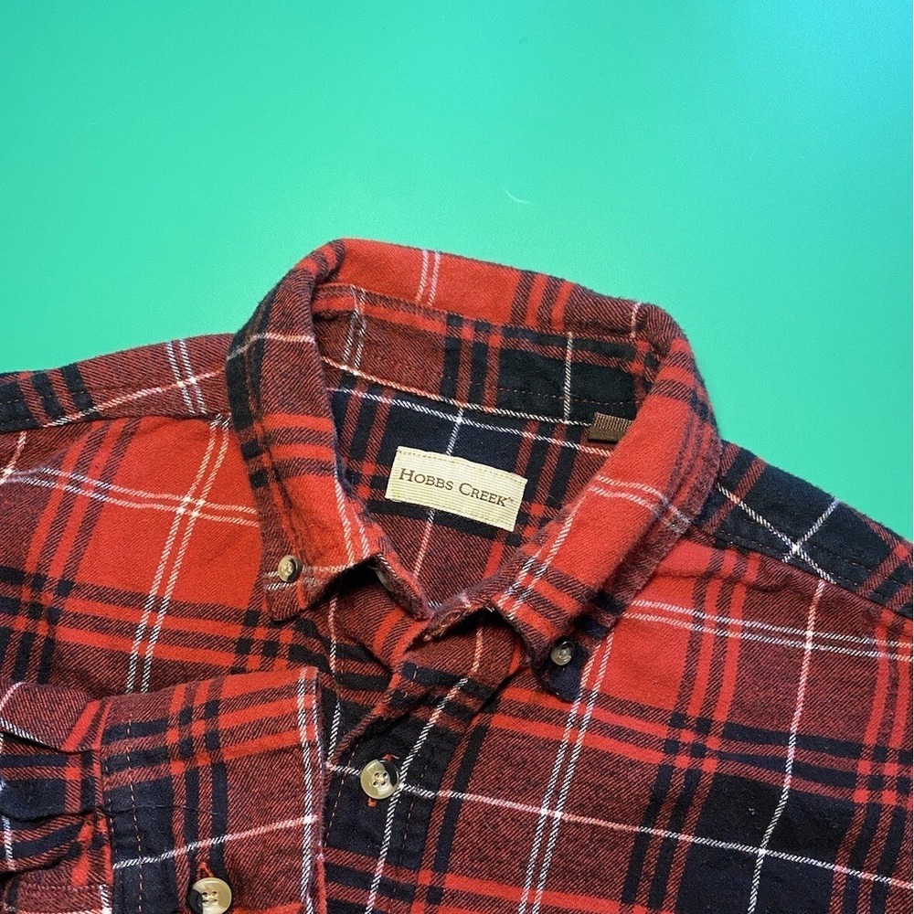 Hobbs‎ Creek Men's Small Long Sleeve Button Down Red Plaid Casual Flannel Shirt
